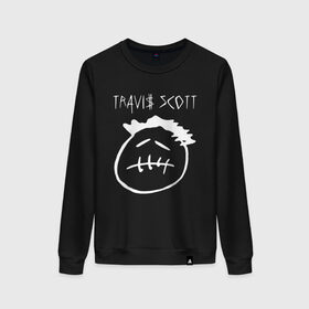 Женский свитшот хлопок с принтом TRAVIS SCOTT в Новосибирске, 100% хлопок | прямой крой, круглый вырез, на манжетах и по низу широкая трикотажная резинка  | epic games | fortnite | fortnite 2 сезон | travis scott | трэвис скотт. | фортнайт | фортнайт скины