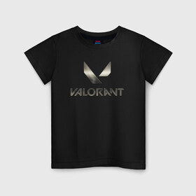 Детская футболка хлопок с принтом Valorant Серебренный лого в Новосибирске, 100% хлопок | круглый вырез горловины, полуприлегающий силуэт, длина до линии бедер | brimstone | coba | csgo | cypher | jett | phoenix | riot games | sage | valorant | viper | валарант | валорант | кс