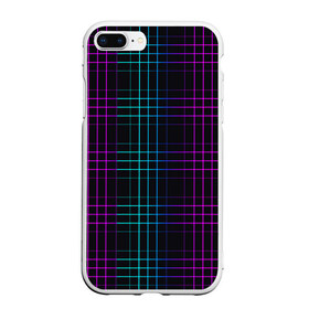 Чехол для iPhone 7Plus/8 Plus матовый с принтом Neon cell в Новосибирске, Силикон | Область печати: задняя сторона чехла, без боковых панелей | геометрия | градиент | квадраты | клетка | клетчатый | линии | неоновый | полосы | популярный | разноцветный | решетка | сетка | текстура | фиолетовый | шотландка | яркий