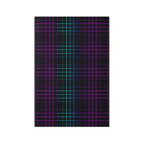 Обложка для паспорта матовая кожа с принтом Neon cell в Новосибирске, натуральная матовая кожа | размер 19,3 х 13,7 см; прозрачные пластиковые крепления | Тематика изображения на принте: геометрия | градиент | квадраты | клетка | клетчатый | линии | неоновый | полосы | популярный | разноцветный | решетка | сетка | текстура | фиолетовый | шотландка | яркий