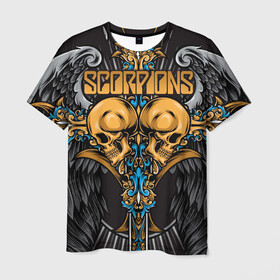 Мужская футболка 3D с принтом Scorpions в Новосибирске, 100% полиэфир | прямой крой, круглый вырез горловины, длина до линии бедер | klaus meine | live in munich | return to forever | rock music | scorpions | you like | клаус майне | маттиас ябс | рудольф шенкер | скорпионз