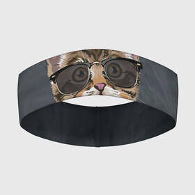 Повязка на голову 3D с принтом Кот в очках в Новосибирске,  |  | cat | в очках | кот | кот рокер | котик | котяра | кошка | крутой кот | милый | милый кот | рокер