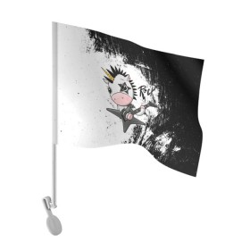 Флаг для автомобиля с принтом Единорог рокер в Новосибирске, 100% полиэстер | Размер: 30*21 см | music | rock | rock music | единорог | метал | металл | милый | милый единорог | музыкант | рокер | тяжелая музыка