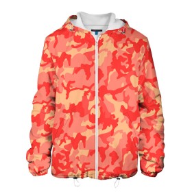 Мужская куртка 3D с принтом Оранжевый камуфляж в Новосибирске, ткань верха — 100% полиэстер, подклад — флис | прямой крой, подол и капюшон оформлены резинкой с фиксаторами, два кармана без застежек по бокам, один большой потайной карман на груди. Карман на груди застегивается на липучку | camouflage | camuflage | kamouflage | orange | pink | абстракция | камуфляж | комуфляж | оранжевый | пятна | розовый