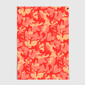 Постер с принтом Оранжевый камуфляж в Новосибирске, 100% бумага
 | бумага, плотность 150 мг. Матовая, но за счет высокого коэффициента гладкости имеет небольшой блеск и дает на свету блики, но в отличии от глянцевой бумаги не покрыта лаком | camouflage | camuflage | kamouflage | orange | pink | абстракция | камуфляж | комуфляж | оранжевый | пятна | розовый