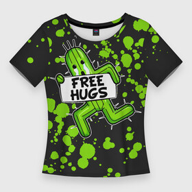 Женская футболка 3D Slim с принтом FREE HUGS в Новосибирске,  |  | 7 remake | aerith | fantasy | ff7 | final | ps4 | red | shinra | square enix | vii remake | vii ремейк | айрис | последняя | ред | фантазия | фф7 | шинра