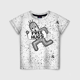 Детская футболка 3D с принтом FREE HUGS в Новосибирске, 100% гипоаллергенный полиэфир | прямой крой, круглый вырез горловины, длина до линии бедер, чуть спущенное плечо, ткань немного тянется | 7 remake | aerith | fantasy | ff7 | final | ps4 | red | shinra | square enix | vii remake | vii ремейк | айрис | последняя | ред | фантазия | фф7 | шинра