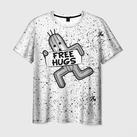 Мужская футболка 3D с принтом FREE HUGS в Новосибирске, 100% полиэфир | прямой крой, круглый вырез горловины, длина до линии бедер | 7 remake | aerith | fantasy | ff7 | final | ps4 | red | shinra | square enix | vii remake | vii ремейк | айрис | последняя | ред | фантазия | фф7 | шинра