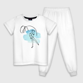 Детская пижама хлопок с принтом художественная гимнастика в Новосибирске, 100% хлопок |  брюки и футболка прямого кроя, без карманов, на брюках мягкая резинка на поясе и по низу штанин
 | гимнастика | гимнастка | девушка | танец | художественная гимнастика