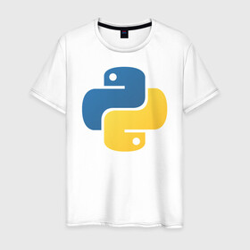 Мужская футболка хлопок с принтом Python  в Новосибирске, 100% хлопок | прямой крой, круглый вырез горловины, длина до линии бедер, слегка спущенное плечо. | python | пайтон | питон