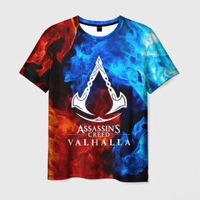 Мужская футболка 3D с принтом ASSASSIN`S CREED VALHALLA в Новосибирске, 100% полиэфир | прямой крой, круглый вырез горловины, длина до линии бедер | slayer | valhalla | vikings | асасин | ассасин крид | ассассин | вальхалла | викинги | тамплиеры
