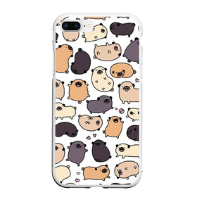 Чехол для iPhone 7Plus/8 Plus матовый с принтом Милые мопсы в Новосибирске, Силикон | Область печати: задняя сторона чехла, без боковых панелей | кремовый | мопс | мопсы | рыжий | серый | собака | черный