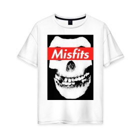 Женская футболка хлопок Oversize с принтом Misfits в Новосибирске, 100% хлопок | свободный крой, круглый ворот, спущенный рукав, длина до линии бедер
 | clash | cure | horror | horrorpunk | linkin park | misfits | punk | punkrock | ramones | король и шут | панкрок