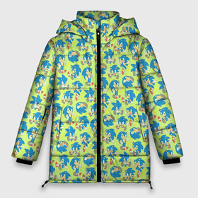 Женская зимняя куртка 3D с принтом Соник в Новосибирске, верх — 100% полиэстер; подкладка — 100% полиэстер; утеплитель — 100% полиэстер | длина ниже бедра, силуэт Оверсайз. Есть воротник-стойка, отстегивающийся капюшон и ветрозащитная планка. 

Боковые карманы с листочкой на кнопках и внутренний карман на молнии | animal | kids | pattern | sonic | дети | животные | лето | малыши | паттерн | соник | текстура