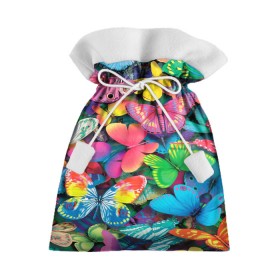 Подарочный 3D мешок с принтом Радужный рой в Новосибирске, 100% полиэстер | Размер: 29*39 см | бабочка | бабочки | белый | бирюзовый | зеленый | красный | розовый | серый | синий | фиолетовый | яркий цвет