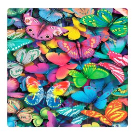 Магнитный плакат 3Х3 с принтом Радужный рой в Новосибирске, Полимерный материал с магнитным слоем | 9 деталей размером 9*9 см | бабочка | бабочки | белый | бирюзовый | зеленый | красный | розовый | серый | синий | фиолетовый | яркий цвет