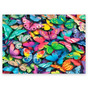 Поздравительная открытка с принтом Радужный рой в Новосибирске, 100% бумага | плотность бумаги 280 г/м2, матовая, на обратной стороне линовка и место для марки
 | бабочка | бабочки | белый | бирюзовый | зеленый | красный | розовый | серый | синий | фиолетовый | яркий цвет