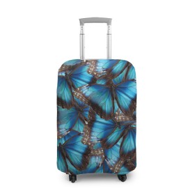 Чехол для чемодана 3D с принтом Небесный рой в Новосибирске, 86% полиэфир, 14% спандекс | двустороннее нанесение принта, прорези для ручек и колес | бабочка | бабочки | белый | синий | черный | яркий цвет