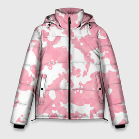 Мужская зимняя куртка 3D с принтом Бело-розовая в Новосибирске, верх — 100% полиэстер; подкладка — 100% полиэстер; утеплитель — 100% полиэстер | длина ниже бедра, свободный силуэт Оверсайз. Есть воротник-стойка, отстегивающийся капюшон и ветрозащитная планка. 

Боковые карманы с листочкой на кнопках и внутренний карман на молнии. | весенняя | городской камуфляж | женская | кальмаровый | подарок девочке | подарок девушке | подарок дочке | подарок на день рождения