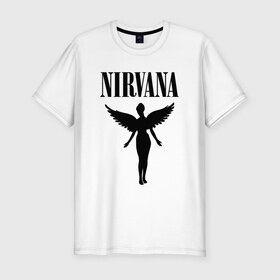 Мужская футболка премиум с принтом NIRVANA в Новосибирске, 92% хлопок, 8% лайкра | приталенный силуэт, круглый вырез ворота, длина до линии бедра, короткий рукав | nirvana | nirvana smells | nirvana smells like | teen spirit | курт кобейн | нирвана | нирвана песни.