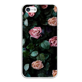 Чехол для iPhone 5/5S матовый с принтом PINK ROSES в Новосибирске, Силикон | Область печати: задняя сторона чехла, без боковых панелей | листья | растения | розовые | розы | цветы
