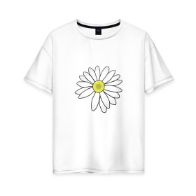 Женская футболка хлопок Oversize с принтом Ромашка в Новосибирске, 100% хлопок | свободный крой, круглый ворот, спущенный рукав, длина до линии бедер
 | белый цветок | лепестки | природа | растение | ромашка | цветок