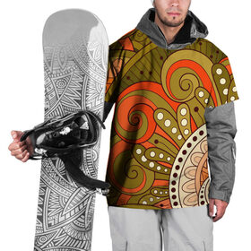 Накидка на куртку 3D с принтом Детский оранжево-болотный в Новосибирске, 100% полиэстер |  | doodling | pattern | textures | tiles | абстракция | белый | болотный | детский | дудл | дудлинг | завихрение | зеленый | линия | оранжевый | паттерны | спираль | тайлы | текстуры | точка | узор | фон