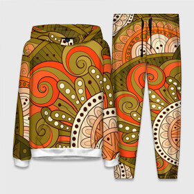 Женский костюм 3D (с толстовкой) с принтом Детский оранжево болотный в Новосибирске,  |  | Тематика изображения на принте: doodling | pattern | textures | tiles | абстракция | белый | болотный | детский | дудл | дудлинг | завихрение | зеленый | линия | оранжевый | паттерны | спираль | тайлы | текстуры | точка | узор | фон