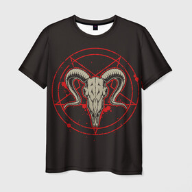 Мужская футболка 3D с принтом Культ в Новосибирске, 100% полиэфир | прямой крой, круглый вырез горловины, длина до линии бедер | demon | devil | fashion | goat | hell | horror | monster | satan | skull | style | ад | демон | дьявол | козёл | мода | монстр | сатана | стиль | ужас | череп