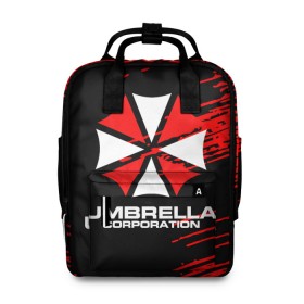 Женский рюкзак 3D с принтом Umbrella Corporation. в Новосибирске, 100% полиэстер | лямки с регулируемой длиной, сверху ручки, чтобы рюкзак нести как сумку. Основное отделение закрывается на молнию, как и внешний карман. Внутри два дополнительных кармана, один из которых закрывается на молнию. По бокам два дополнительных кармашка, куда поместится маленькая бутылочка
 | resident evil | umbrella corporation | амбрелла | амбрелла корпорейшн | вирус | вымышленная военная и фармацевтическая корпорация | игра | умбрелла