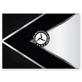Поздравительная открытка с принтом Mercedes-Benz в Новосибирске, 100% бумага | плотность бумаги 280 г/м2, матовая, на обратной стороне линовка и место для марки
 | Тематика изображения на принте: amg | auto | bmw | hyundai | jdm | lexus | mazda | mercedes | mitsubishi | nissan | porsche | sport | subaru | авто | автомобильные | бмв | бренд | киа | лексус | мазда | марка | мерседес | ниссан | порше | субару | тесла