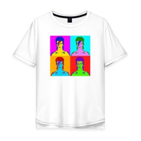 Мужская футболка хлопок Oversize с принтом Боуи поп-арт в Новосибирске, 100% хлопок | свободный крой, круглый ворот, “спинка” длиннее передней части | bowie | david bowie | pop art | боуи | дэвид боуи | поп арт