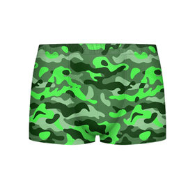 Мужские трусы 3D с принтом CAMOUFLAGE GREEN в Новосибирске, 50% хлопок, 50% полиэстер | классическая посадка, на поясе мягкая тканевая резинка | Тематика изображения на принте: camouflage | армия | военная форма | военный | вооружение | вооруженные силы | защита | защитный цвет | зеленый | камуфляж | маскировка | солдат | униформа | форма