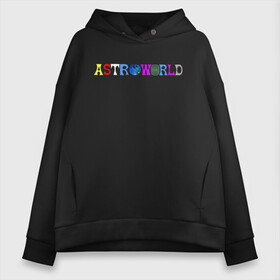 Женское худи Oversize хлопок с принтом TRAVIS SCOTT ASTROWORLD в Новосибирске, френч-терри — 70% хлопок, 30% полиэстер. Мягкий теплый начес внутри —100% хлопок | боковые карманы, эластичные манжеты и нижняя кромка, капюшон на магнитной кнопке | astronomical | astroworld | cactus jack | fortnite | la flame | rodeo | travis scott | кактус джек | пламя | трэвис скотт | фортнайт