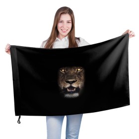 Флаг 3D с принтом Fangs в Новосибирске, 100% полиэстер | плотность ткани — 95 г/м2, размер — 67 х 109 см. Принт наносится с одной стороны | eyes | fangs | grin | jaw | lioness | muzzle | nose | глаза | клыки | львица | нос | оскал | пасть