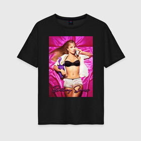 Женская футболка хлопок Oversize с принтом Britney Spears в Новосибирске, 100% хлопок | свободный крой, круглый ворот, спущенный рукав, длина до линии бедер
 | britney | britneyspears | icon | jean | pop | princess | spears | usa | бритни | бритниспирс | джин | поп | работа | спирс | сша