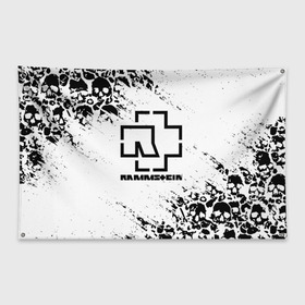 Флаг-баннер с принтом RAMMSTEIN в Новосибирске, 100% полиэстер | размер 67 х 109 см, плотность ткани — 95 г/м2; по краям флага есть четыре люверса для крепления | lindemann | lm | rammstein | rock | кристиан лоренц | линдеманн | лм | музыка | рамштайн | рок | тилль линдеманн