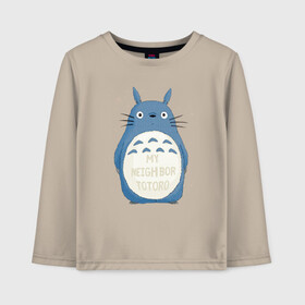 Детский лонгслив хлопок с принтом My Neighbor Totoro синий заяц в Новосибирске, 100% хлопок | круглый вырез горловины, полуприлегающий силуэт, длина до линии бедер | totoro | аниме | мой сосед тоторо | мультфильм | тоторо | фэнтези | хаяо миядзаки