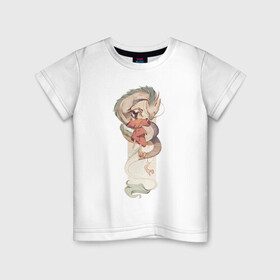 Детская футболка хлопок с принтом Хаку и Тихиро в Новосибирске, 100% хлопок | круглый вырез горловины, полуприлегающий силуэт, длина до линии бедер | studio ghibli | аниме | унесённые призраками | хаяо миядзаки