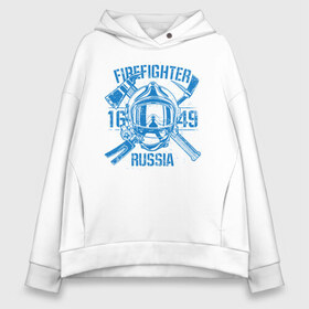 Женское худи Oversize хлопок с принтом FIREFIGHTER RUSSIA в Новосибирске, френч-терри — 70% хлопок, 30% полиэстер. Мягкий теплый начес внутри —100% хлопок | боковые карманы, эластичные манжеты и нижняя кромка, капюшон на магнитной кнопке | 112 | 23 февраля | 27 декабря | firefighter | герб | гкчс | знак | лого | логотип | министерство | мчс | мчс россии | мчсник | по чрезв | пожарная охрана | пожарник | пожарный | пч | россии | рф | символ | ситуации