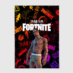 Постер с принтом TRAVIS SCOTT+FORTNITE в Новосибирске, 100% бумага
 | бумага, плотность 150 мг. Матовая, но за счет высокого коэффициента гладкости имеет небольшой блеск и дает на свету блики, но в отличии от глянцевой бумаги не покрыта лаком | america | astro jack | astroworld | cactus jack | fortnite | fortnite 2 | fortnite х | rap | travis scott | usa | wish you were here | америка | астро джек | зарубежный реп | кактус джек | реп | сша | трэвис скотт | фортнайт | фортнайт 2