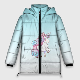 Женская зимняя куртка 3D с принтом единорог на небесно-голубом в Новосибирске, верх — 100% полиэстер; подкладка — 100% полиэстер; утеплитель — 100% полиэстер | длина ниже бедра, силуэт Оверсайз. Есть воротник-стойка, отстегивающийся капюшон и ветрозащитная планка. 

Боковые карманы с листочкой на кнопках и внутренний карман на молнии | арт | волосы | вымышленное | грива | единорог | животные | картинка | лазурный | магическое | милое существое | мультяшное | небесный | рисунок | рог | розовый | светлый | создание