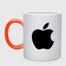 Кружка хамелеон с принтом Apple в Новосибирске, керамика | меняет цвет при нагревании, емкость 330 мл | apple | техника | яблоко