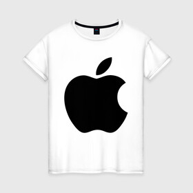 Женская футболка хлопок с принтом Apple в Новосибирске, 100% хлопок | прямой крой, круглый вырез горловины, длина до линии бедер, слегка спущенное плечо | apple | техника | яблоко