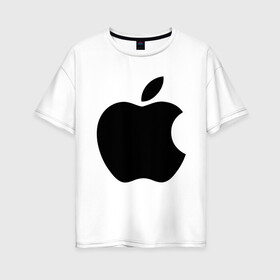 Женская футболка хлопок Oversize с принтом Apple в Новосибирске, 100% хлопок | свободный крой, круглый ворот, спущенный рукав, длина до линии бедер
 | apple | техника | яблоко