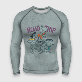 Мужской рашгард 3D с принтом ROAD TRIP в Новосибирске,  |  | bamm bamm rubble | barney rubble | bedrock | betty rubble | dino | flintstones | fred flintstone | hoppy | pebbles | stone age | vdgerir | wilma | флинстоун | флинтстоун