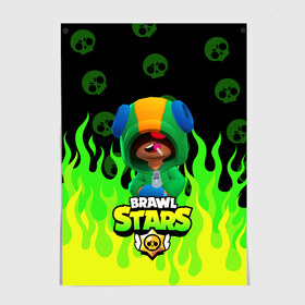 Постер с принтом Brawl Stars LEON в Новосибирске, 100% бумага
 | бумага, плотность 150 мг. Матовая, но за счет высокого коэффициента гладкости имеет небольшой блеск и дает на свету блики, но в отличии от глянцевой бумаги не покрыта лаком | brawl stars | brawl stars sally | brawl stars wolf | leon | leon shark | sally | stars | бравл старс | бравл старс леон | волк | леон | леон акула | леон волк