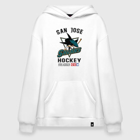 Худи SuperOversize хлопок с принтом SAN JOSE SHARKS в Новосибирске, 70% хлопок, 30% полиэстер, мягкий начес внутри | карман-кенгуру, эластичная резинка на манжетах и по нижней кромке, двухслойный капюшон
 | hockey | nhl | san jose | sharks | sport | usa | акулы | надпись | нхл | сан хосе | символы | сообщение | спорт | сша | текст | фраза | хоккей | цитаты | шайбу