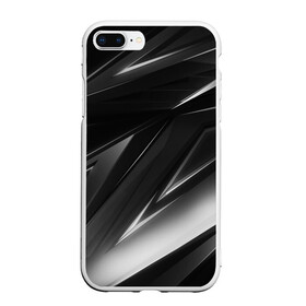 Чехол для iPhone 7Plus/8 Plus матовый с принтом GEOMETRY STRIPES BLACK & WHITE в Новосибирске, Силикон | Область печати: задняя сторона чехла, без боковых панелей | abstraction | geometry | hexagon | stripes | text | texture | абстракция | геометрия | красный | линии | неон | неоновый | полосы | соты | текстура | фигуры | черный