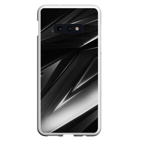 Чехол для Samsung S10E с принтом GEOMETRY STRIPES BLACK & WHITE в Новосибирске, Силикон | Область печати: задняя сторона чехла, без боковых панелей | Тематика изображения на принте: abstraction | geometry | hexagon | stripes | text | texture | абстракция | геометрия | красный | линии | неон | неоновый | полосы | соты | текстура | фигуры | черный